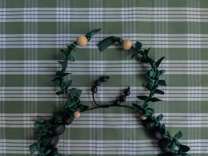 Kukui Nut & Ribbon Maile Twisted Car Lei