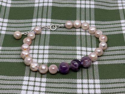 Amethyst & Pink Fresh Water Pearl Bracelet