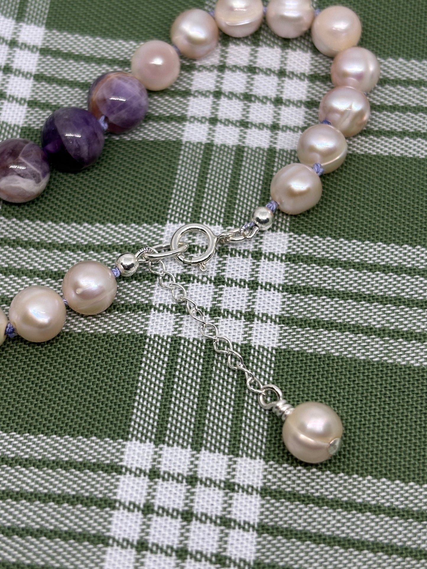 Amethyst & Pink Fresh Water Pearl Bracelet