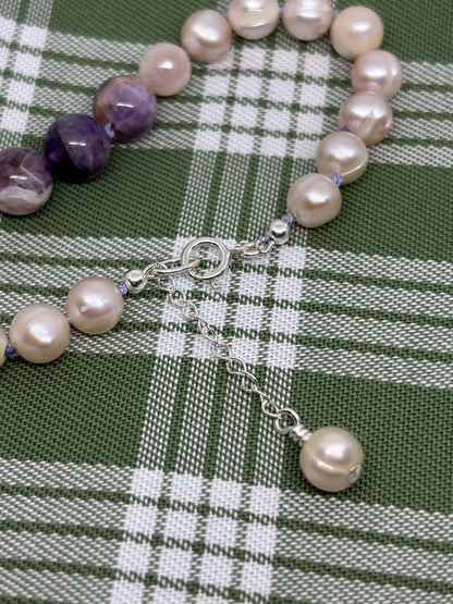 Amethyst & Pink Fresh Water Pearl Bracelet